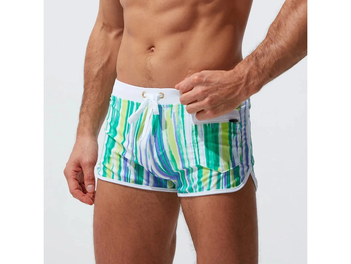 Gay Swim Shorts | Sexy Short Stripe Beach Shorts