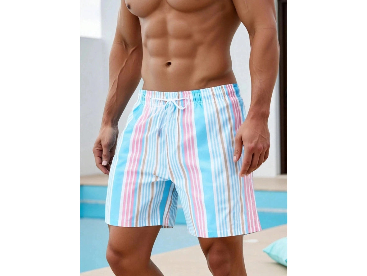 Gay Swim Shorts | Striped Beach Contrasting Shorts