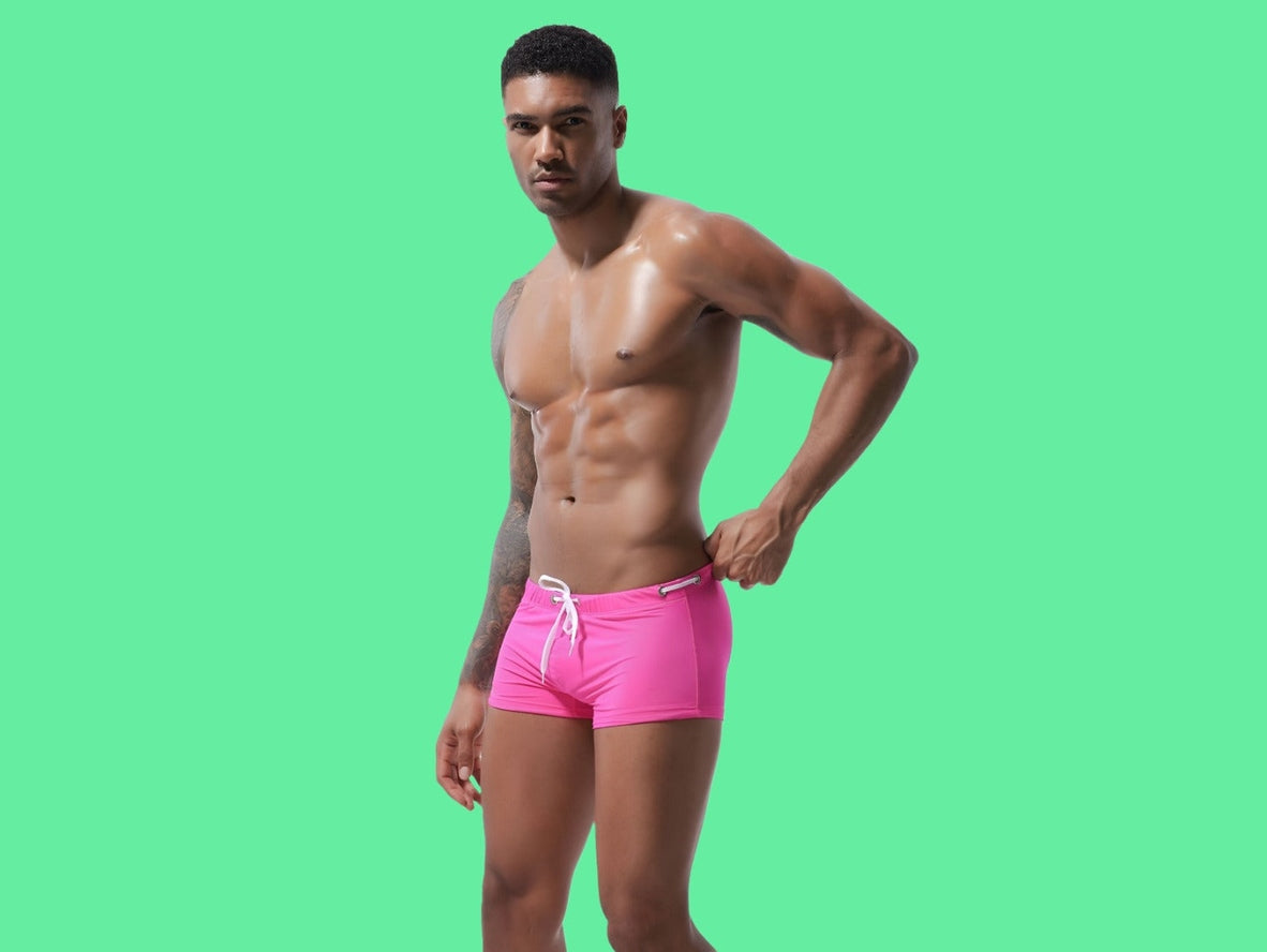 Gay Swim Trunks | MENSSEXI Low-Rise Solid Swim Trunks