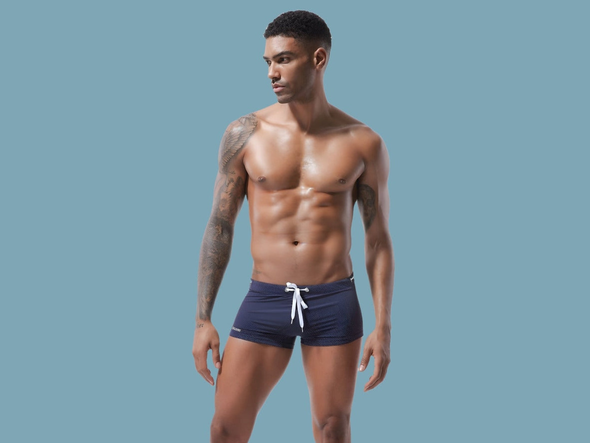 Gay Swim Trunks | MENSSEXI Low-Rise Solid Swim Trunks
