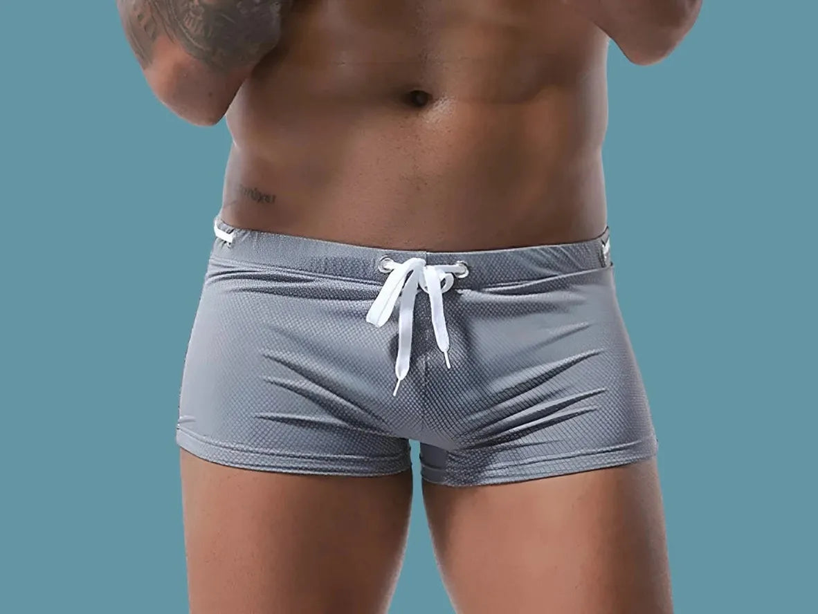 Gay Swim Trunks | MENSSEXI Low-Rise Solid Swim Trunks