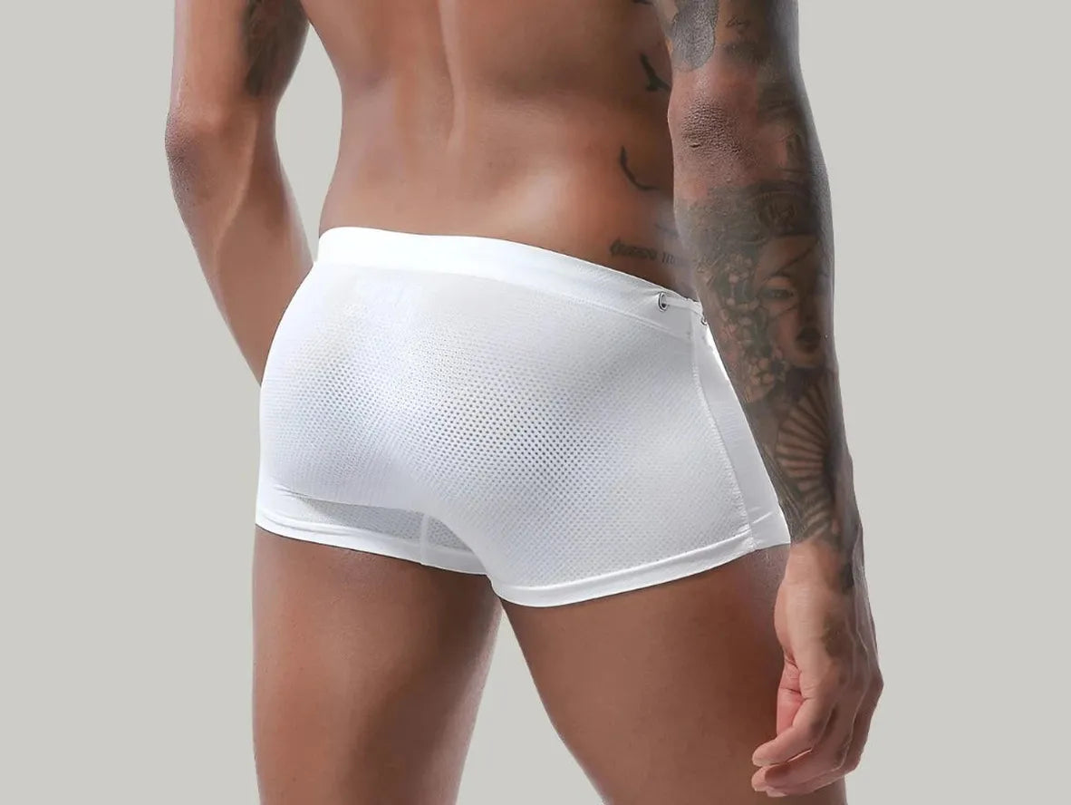 Gay Swim Trunks | MENSSEXI Low-Rise Solid Swim Trunks