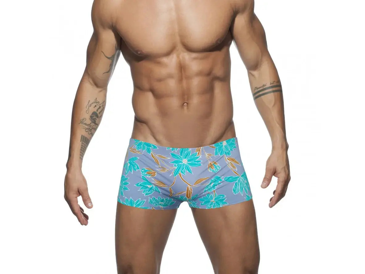 Gay Swim Trunks | Sexy Leaf Print Pushup Pad Swim Trunks
