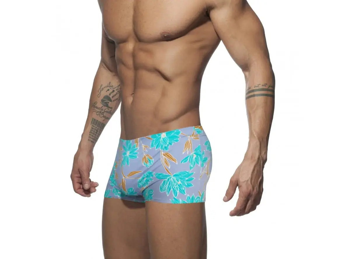 Gay Swim Trunks | Sexy Leaf Print Pushup Pad Swim Trunks