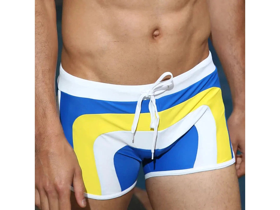 Gay Swim Trunks | UXH Tri-Toned Square Cut Swim Trunks