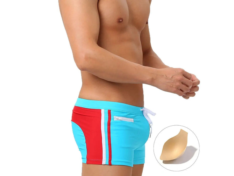 Gay Swim Trunks | UXH Zipper Pocket Pushup Pad Swim Trunks