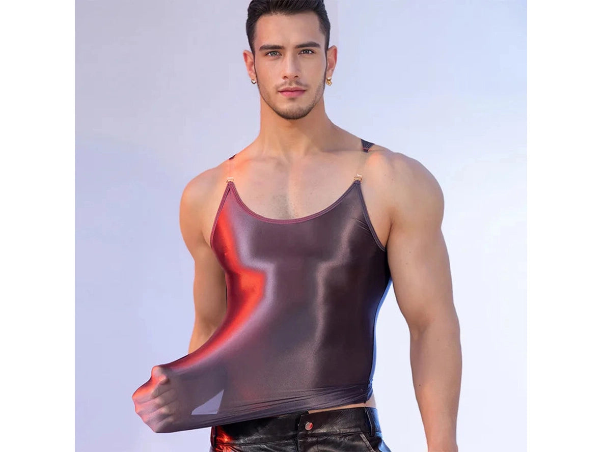 Gay Tank Tops | Shiny High Elasticity Clubwear Gym Tank Tops