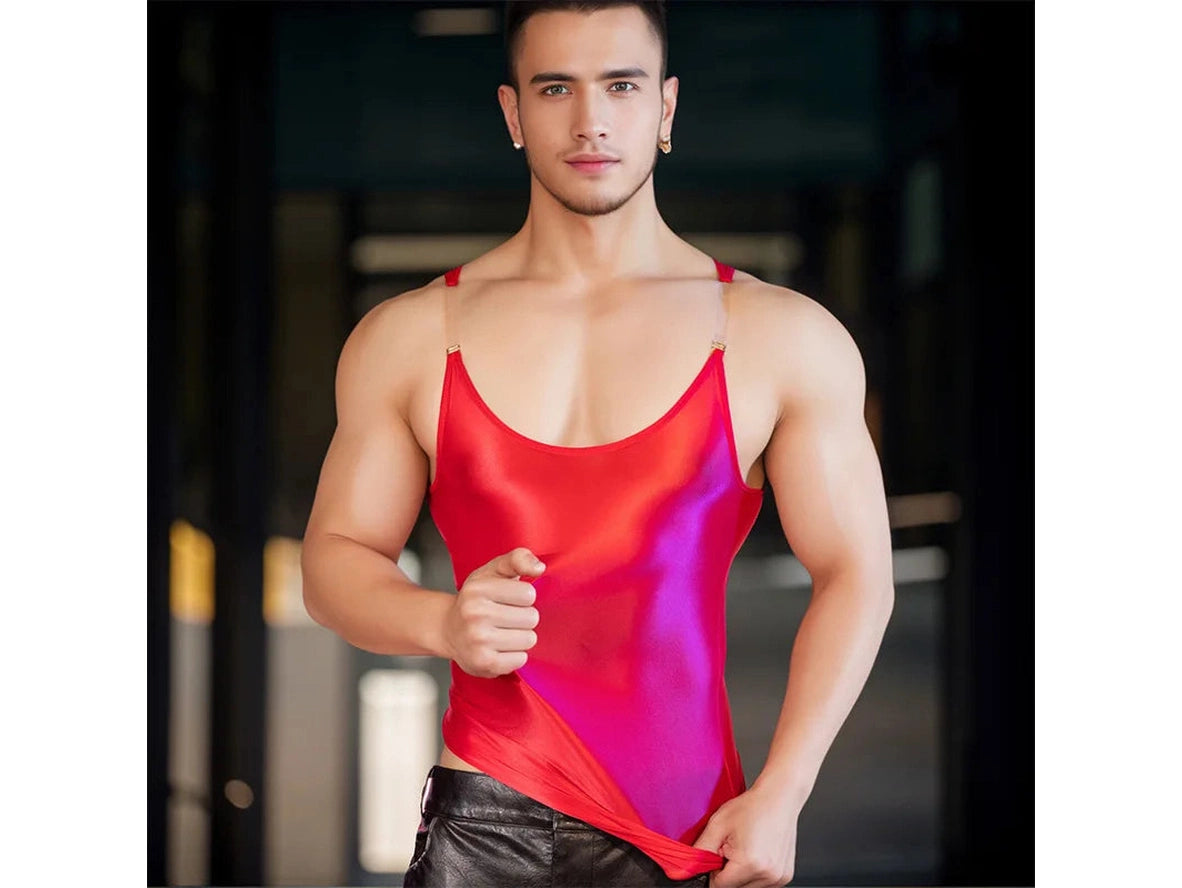 Gay Tank Tops | Shiny High Elasticity Clubwear Gym Tank Tops