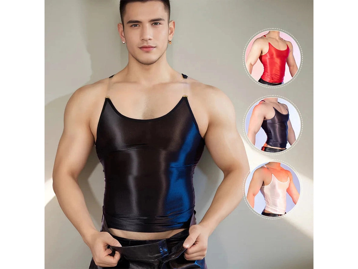 Gay Tank Tops | Shiny High Elasticity Clubwear Gym Tank Tops