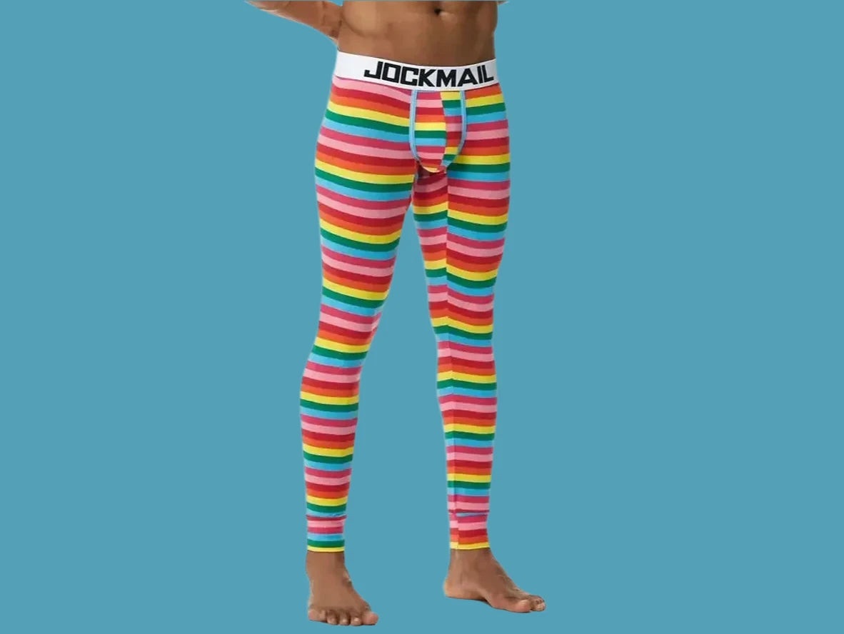 Gay Thermal Underwear | JOCKMAIL Rainbow Striped Long Johns