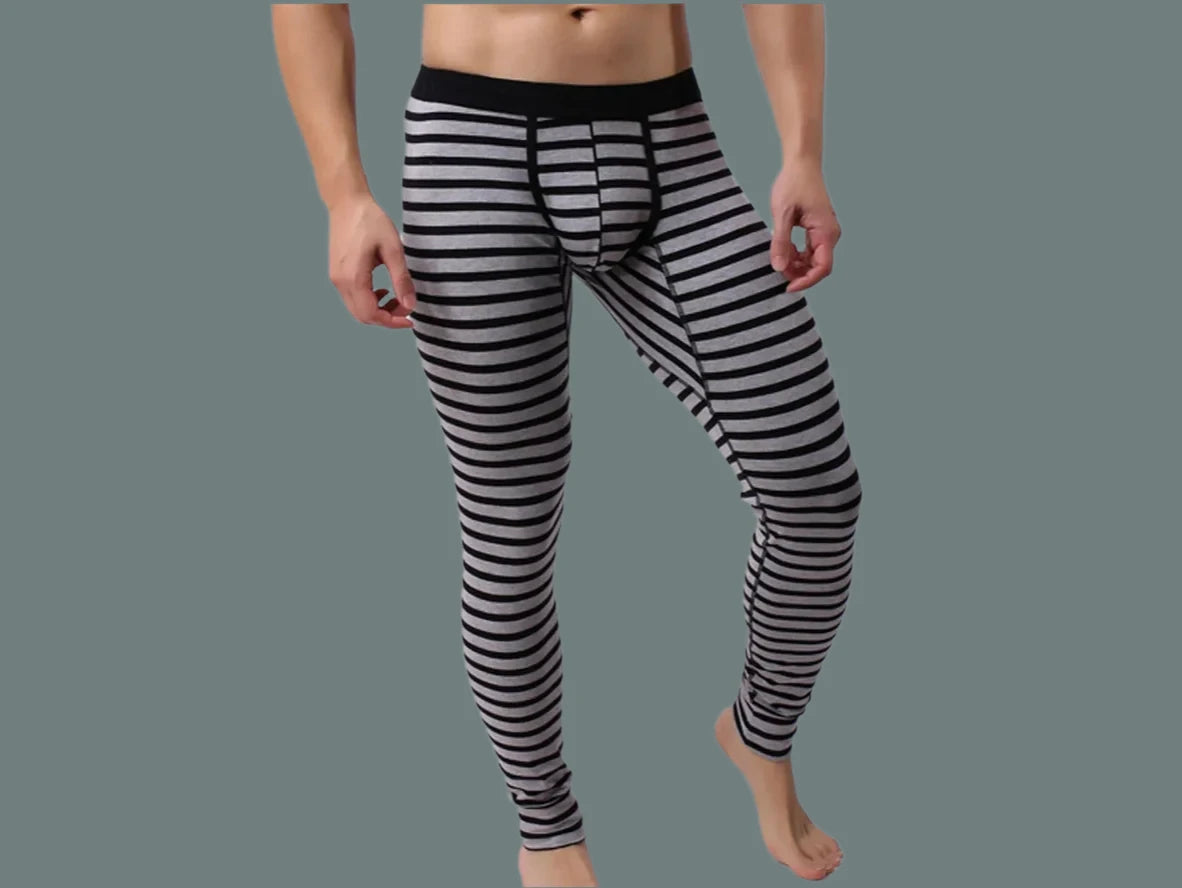 Gay Thermal Underwear | Sexy Striped Cotton Long Johns
