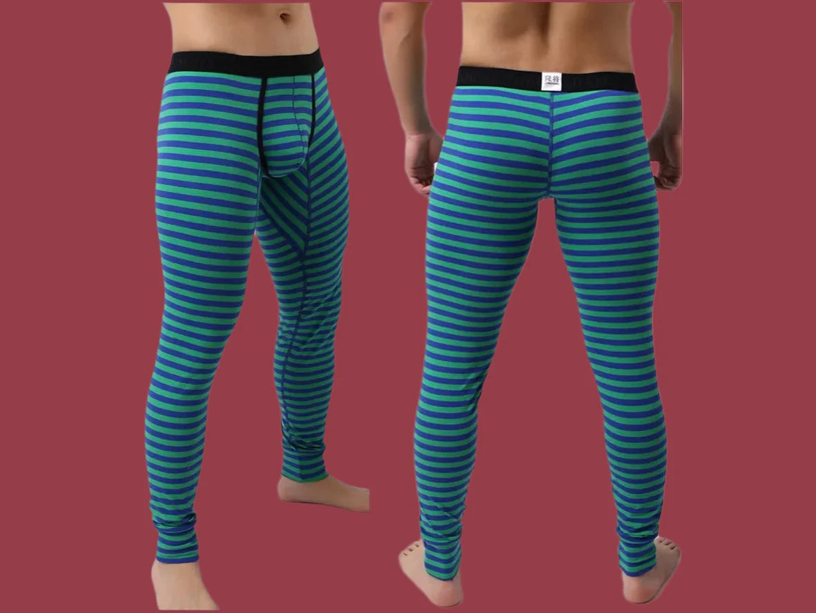 Gay Thermal Underwear | Sexy Striped Cotton Long Johns