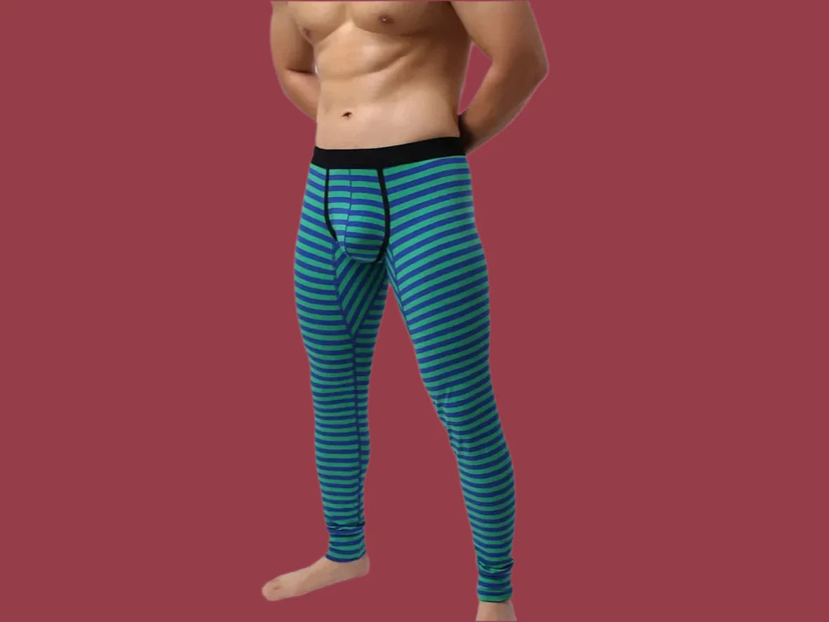 Gay Thermal Underwear | Sexy Striped Cotton Long Johns