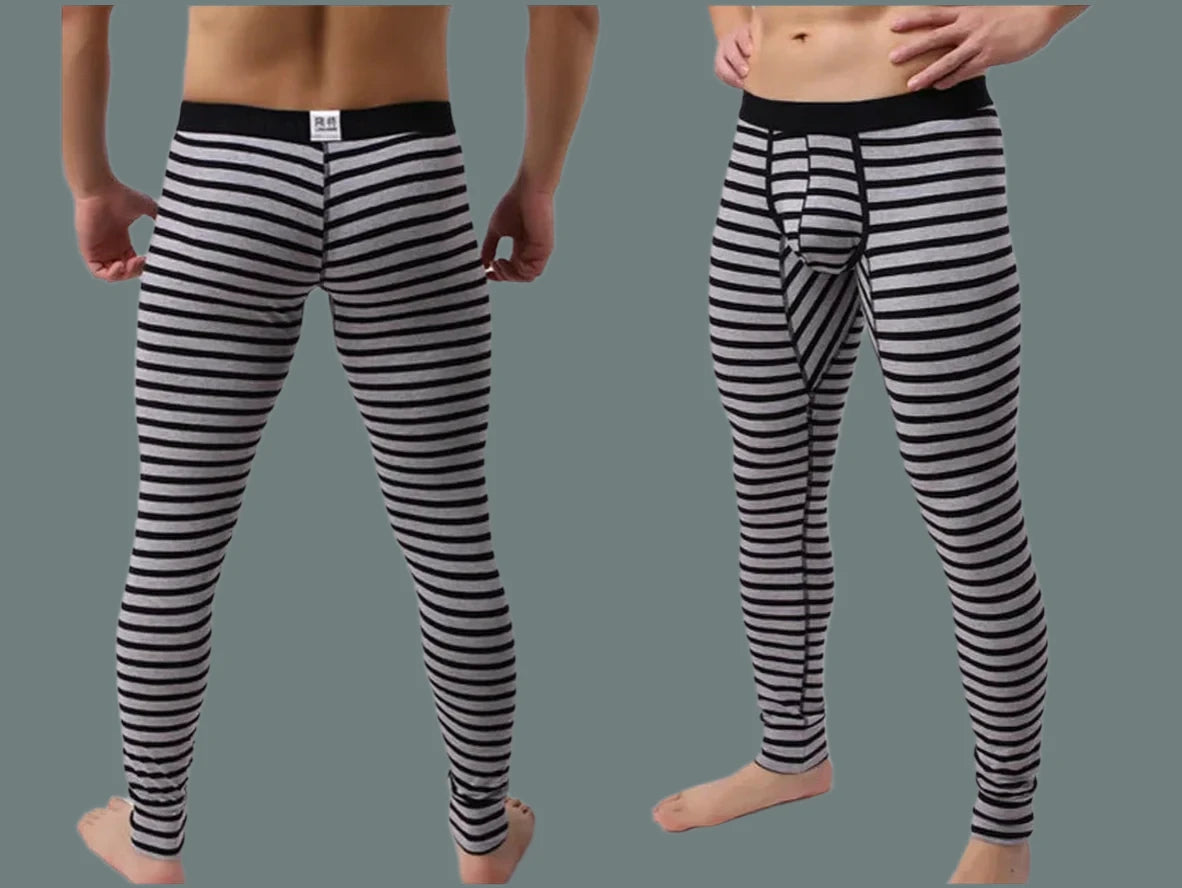 Gay Thermal Underwear | Sexy Striped Cotton Long Johns