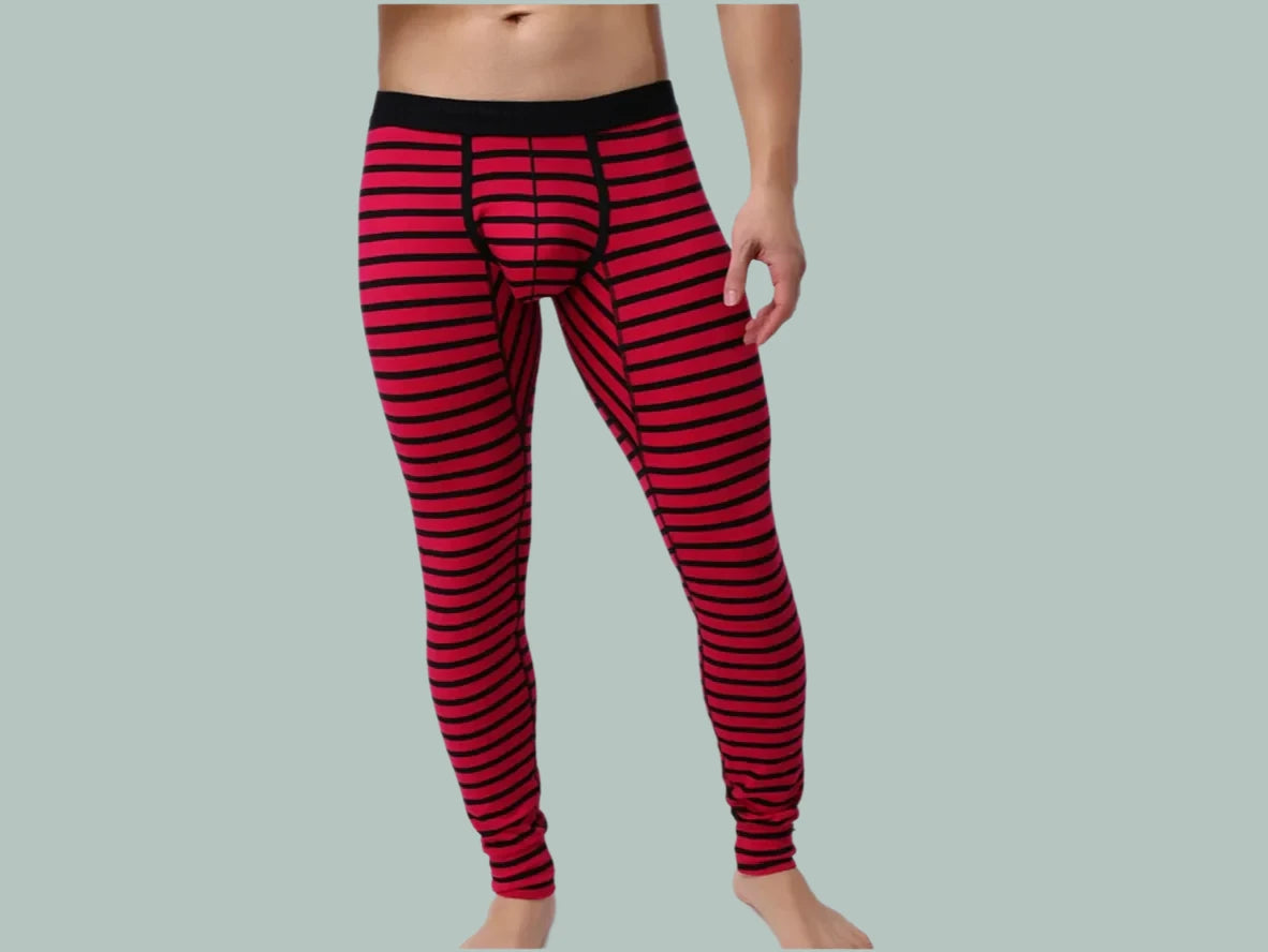 Gay Thermal Underwear | Sexy Striped Cotton Long Johns
