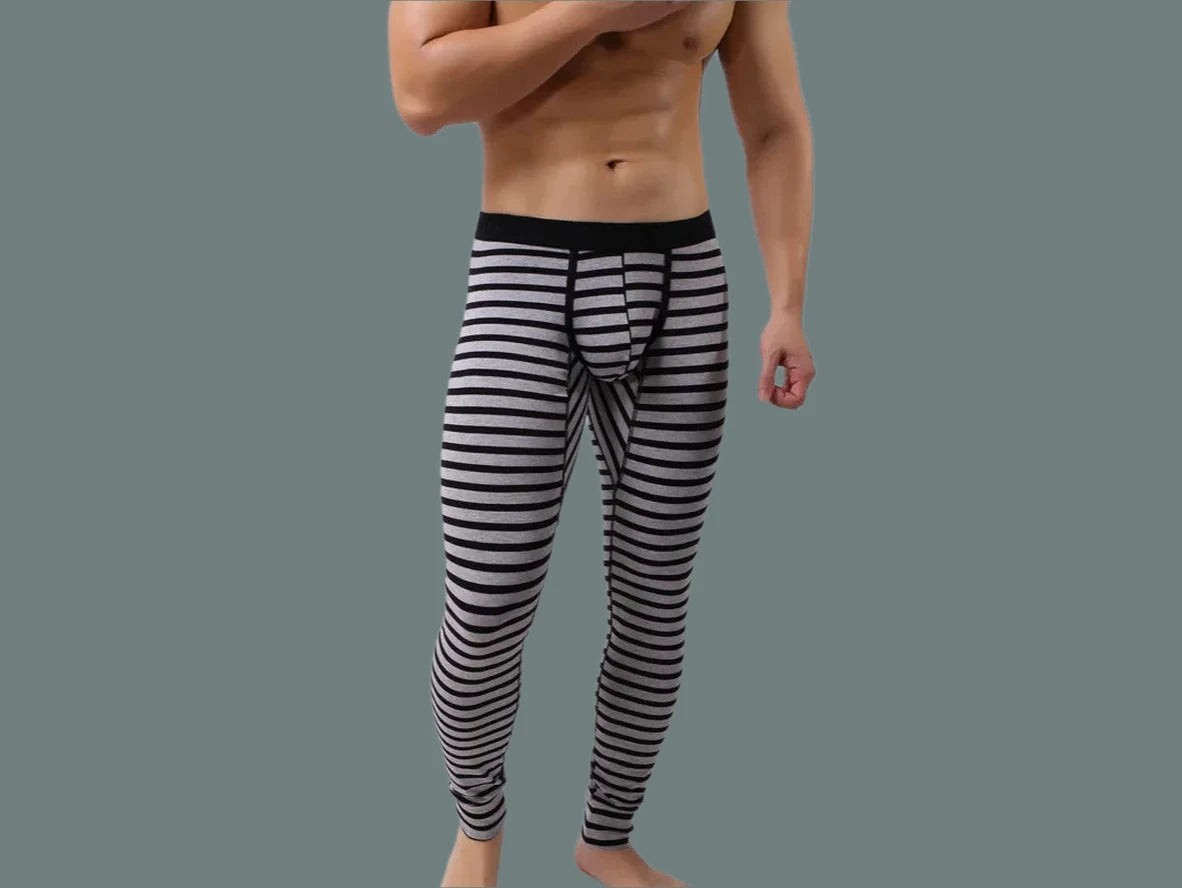 Gay Thermal Underwear | Sexy Striped Cotton Long Johns