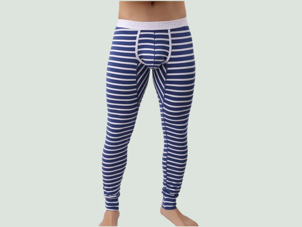 Gay Thermal Underwear | Sexy Striped Cotton Long Johns