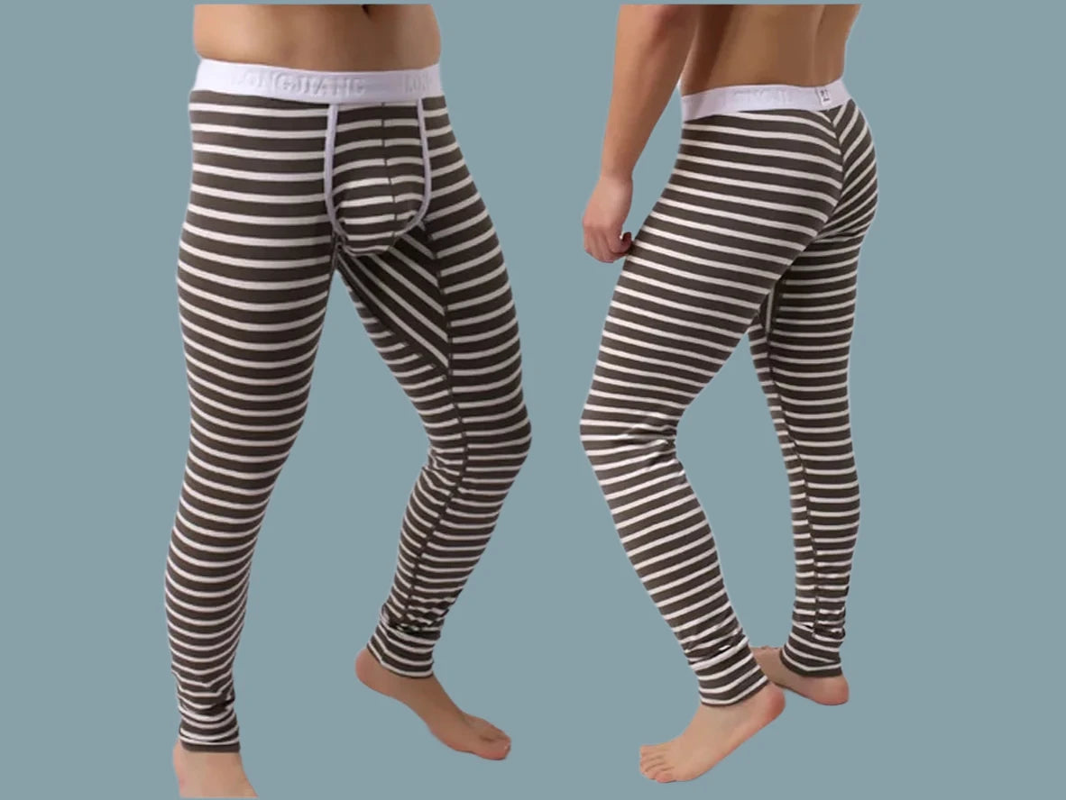 Gay Thermal Underwear | Sexy Striped Cotton Long Johns