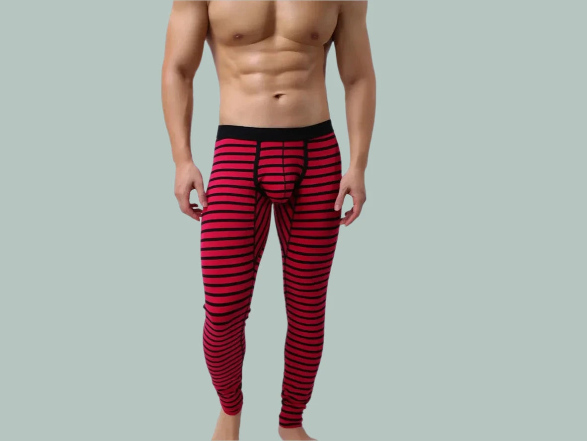 Gay Thermal Underwear | Sexy Striped Cotton Long Johns