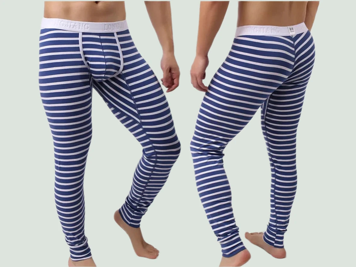 Gay Thermal Underwear | Sexy Striped Cotton Long Johns