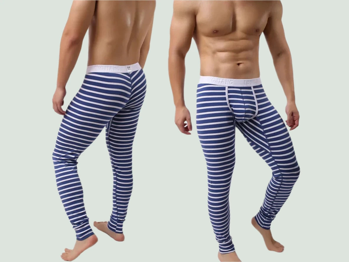 Gay Thermal Underwear | Sexy Striped Cotton Long Johns
