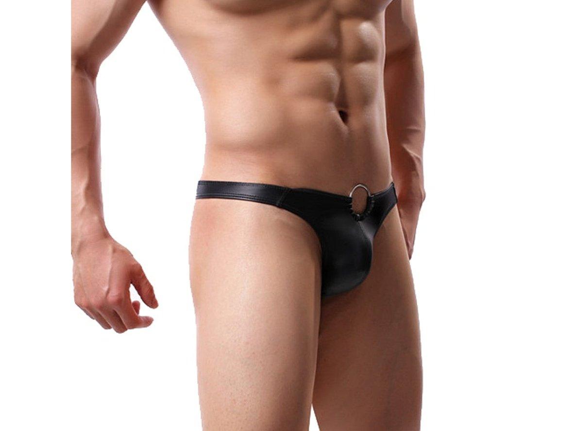 Gay Thongs | CLEVER-MENMODE Faux Leather Metal Ring Thong