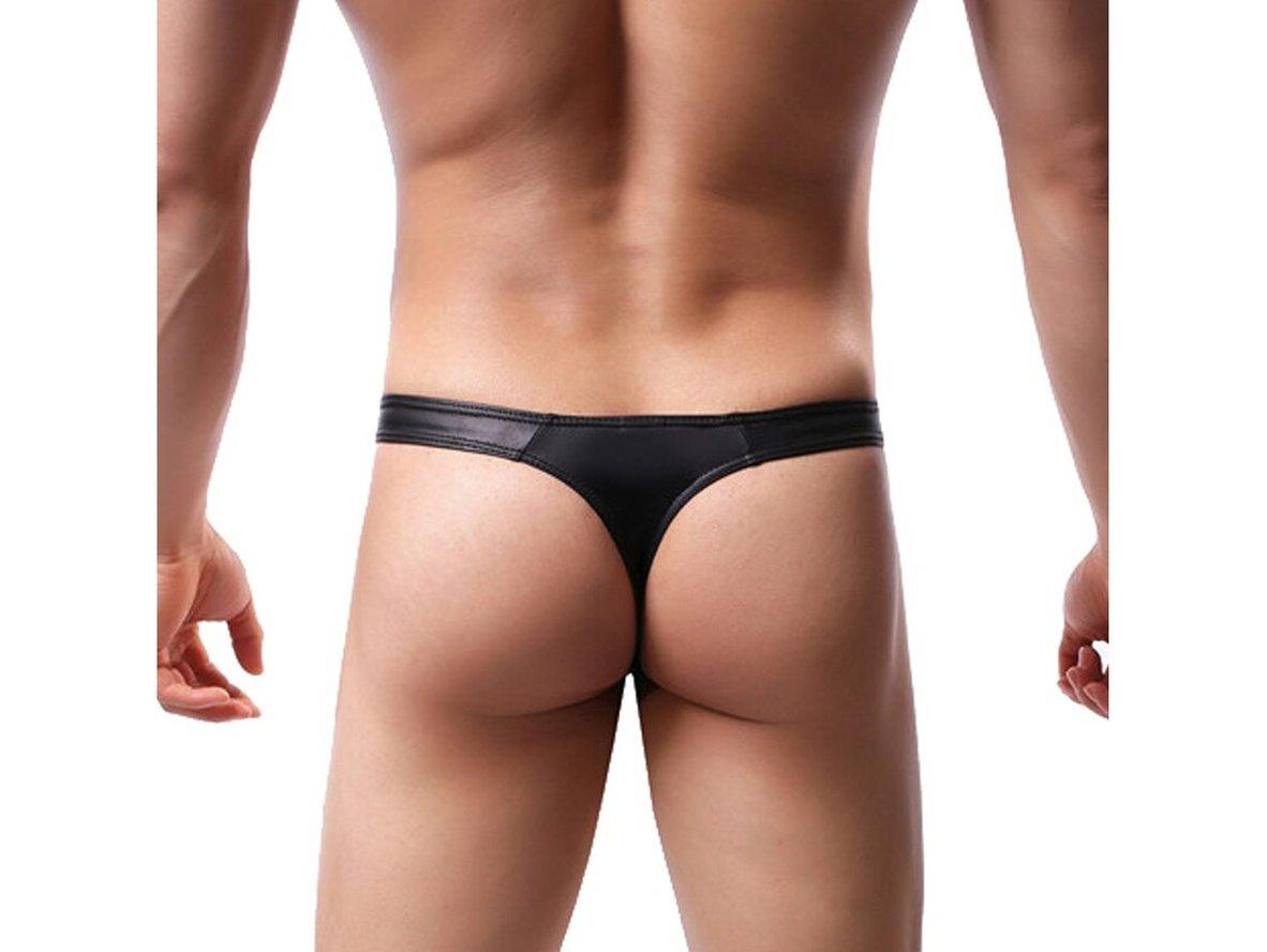 Gay Thongs | CLEVER-MENMODE Faux Leather Metal Ring Thong