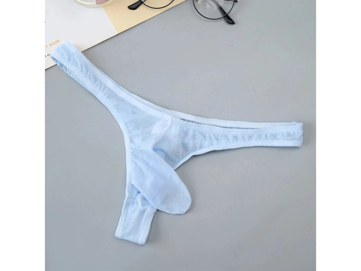 Gay Thongs | Men&#39;s Sheer Ice Silk Bulge Pouch Thongs