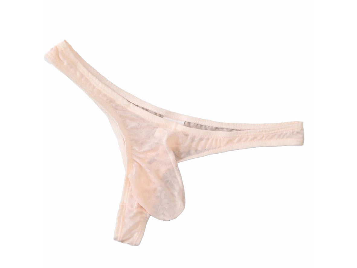 Gay Thongs | Men&#39;s Sheer Ice Silk Bulge Pouch Thongs
