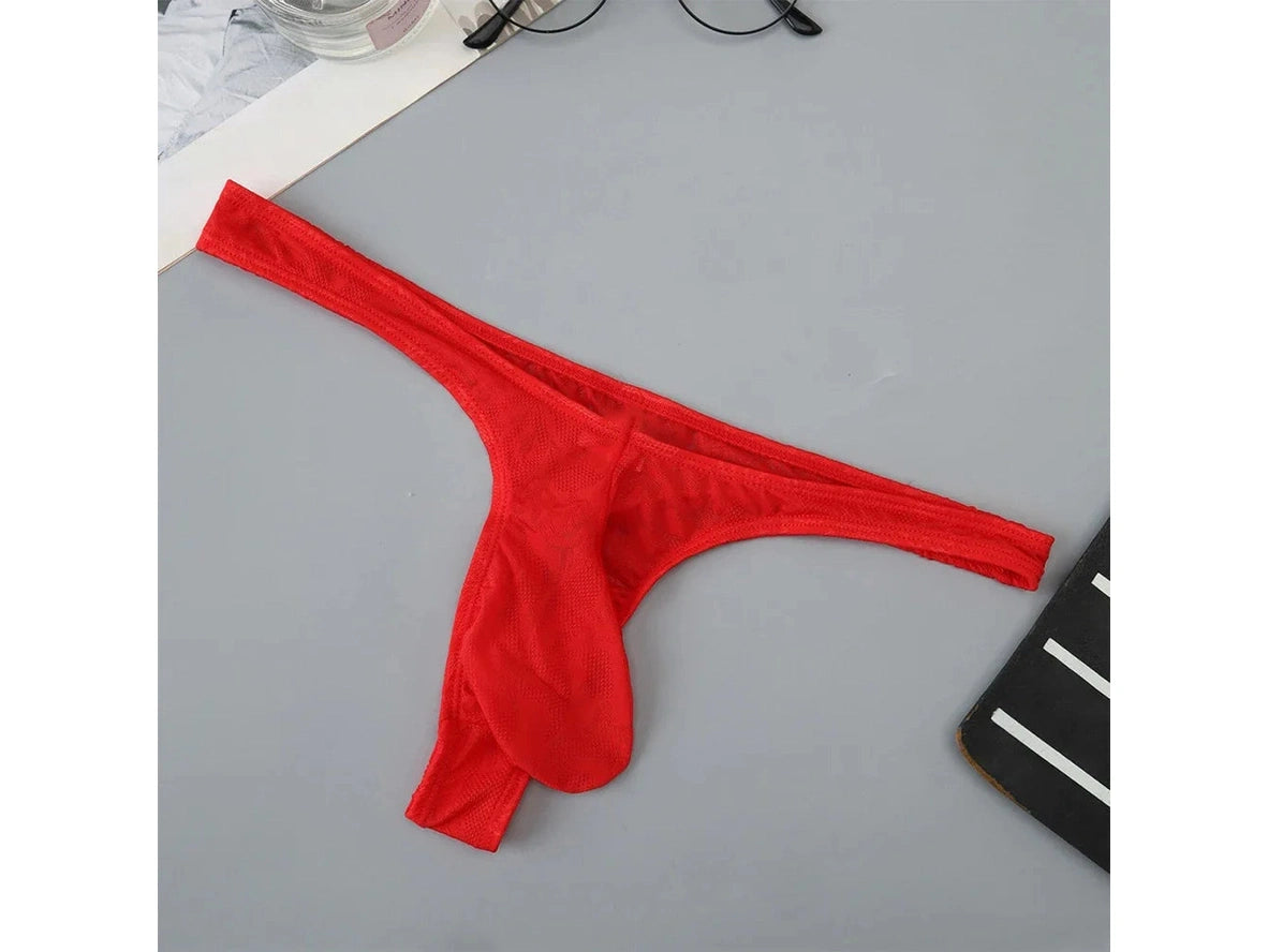 Gay Thongs | Men&#39;s Sheer Ice Silk Bulge Pouch Thongs