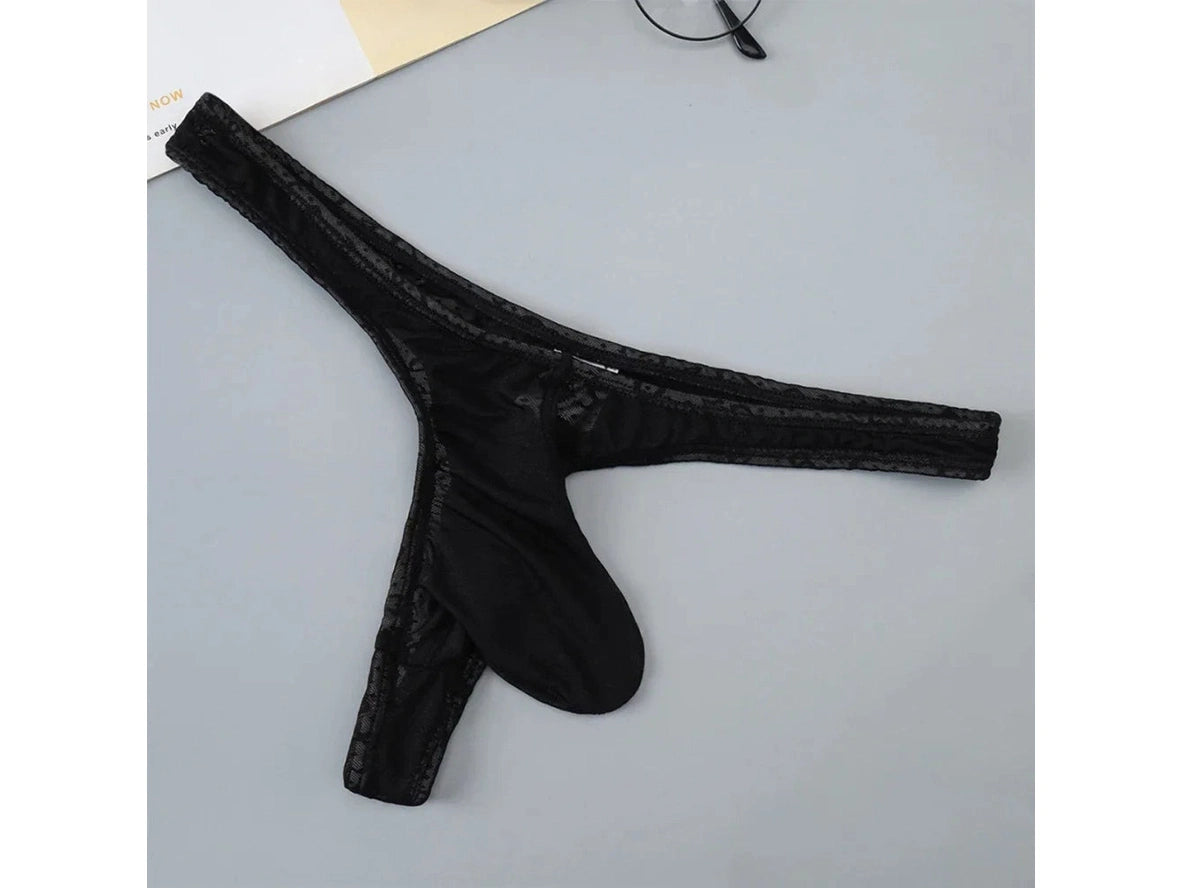 Gay Thongs | Men&#39;s Sheer Ice Silk Bulge Pouch Thongs