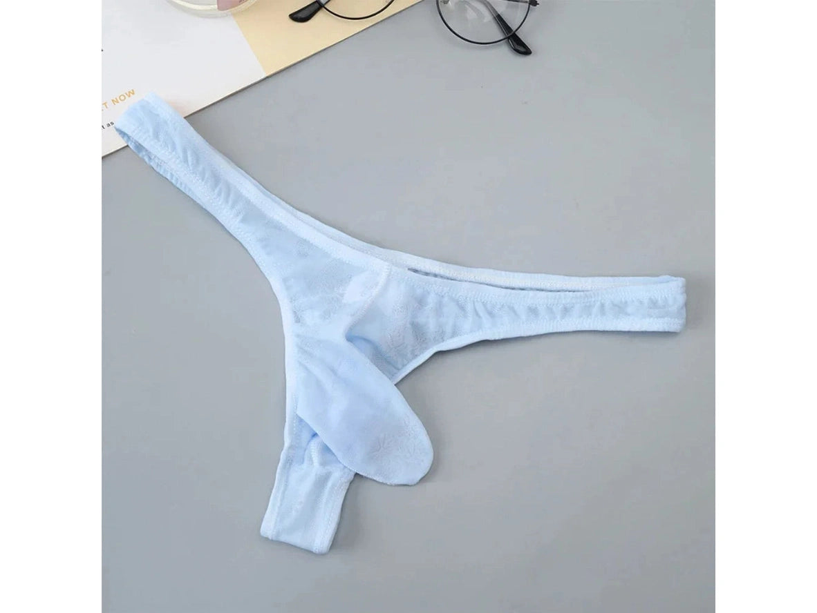 Gay Thongs | Men&#39;s Sheer Ice Silk Bulge Pouch Thongs