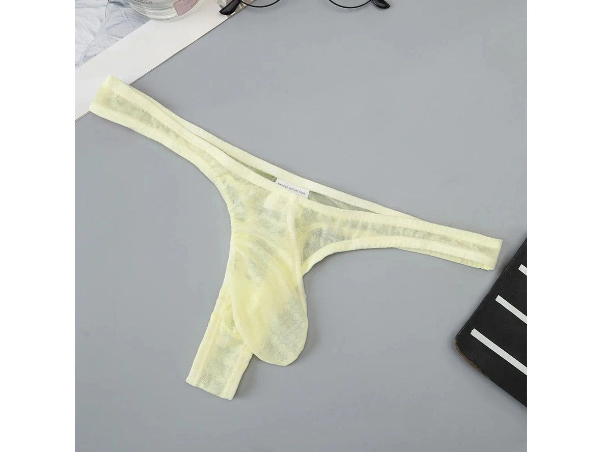 Gay Thongs | Men's Sheer Ice Silk Bulge Pouch Thongs