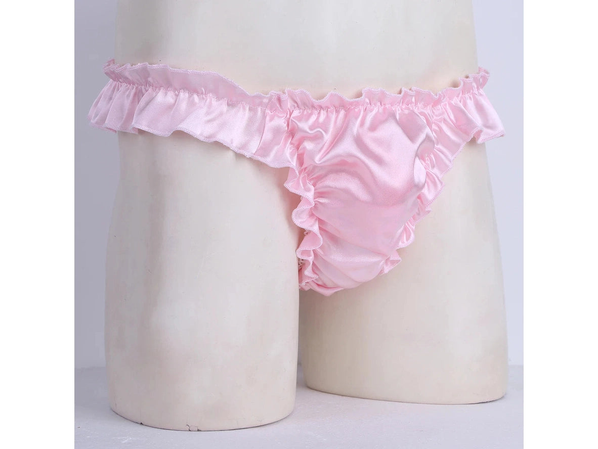 Gay Thongs | Shiny Ruffled Frilly Soft Lingerie