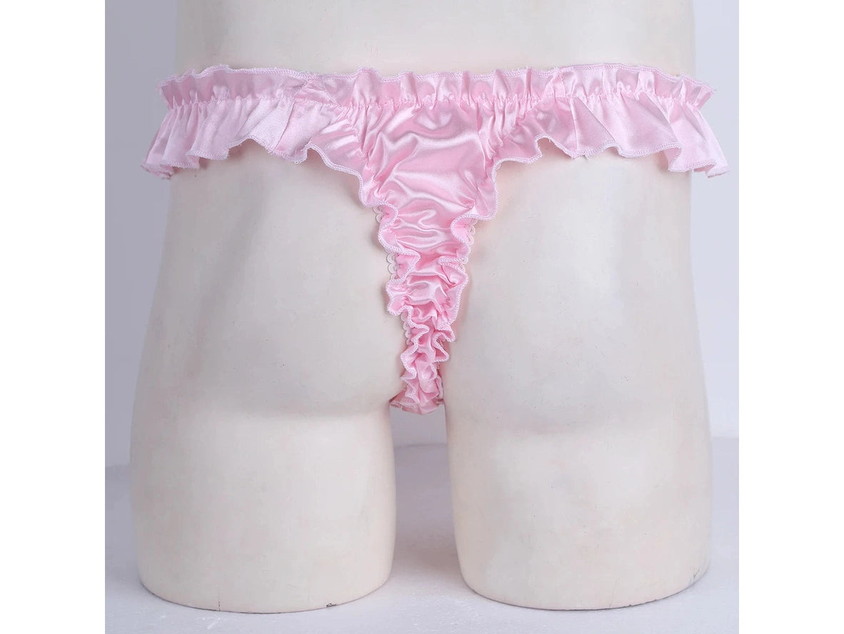 Gay Thongs | Shiny Ruffled Frilly Soft Lingerie