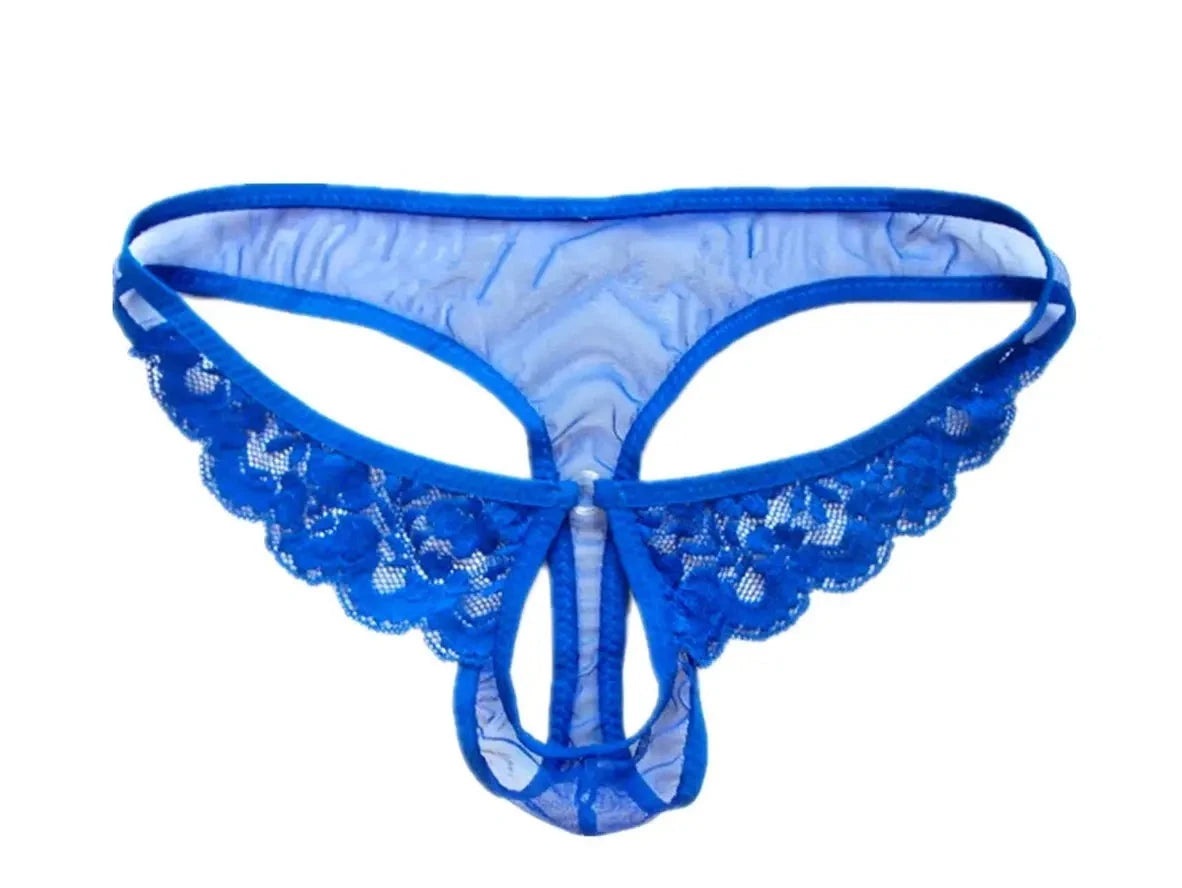 Gay Thongs | Open Crotch Lace Transparent Thongs
