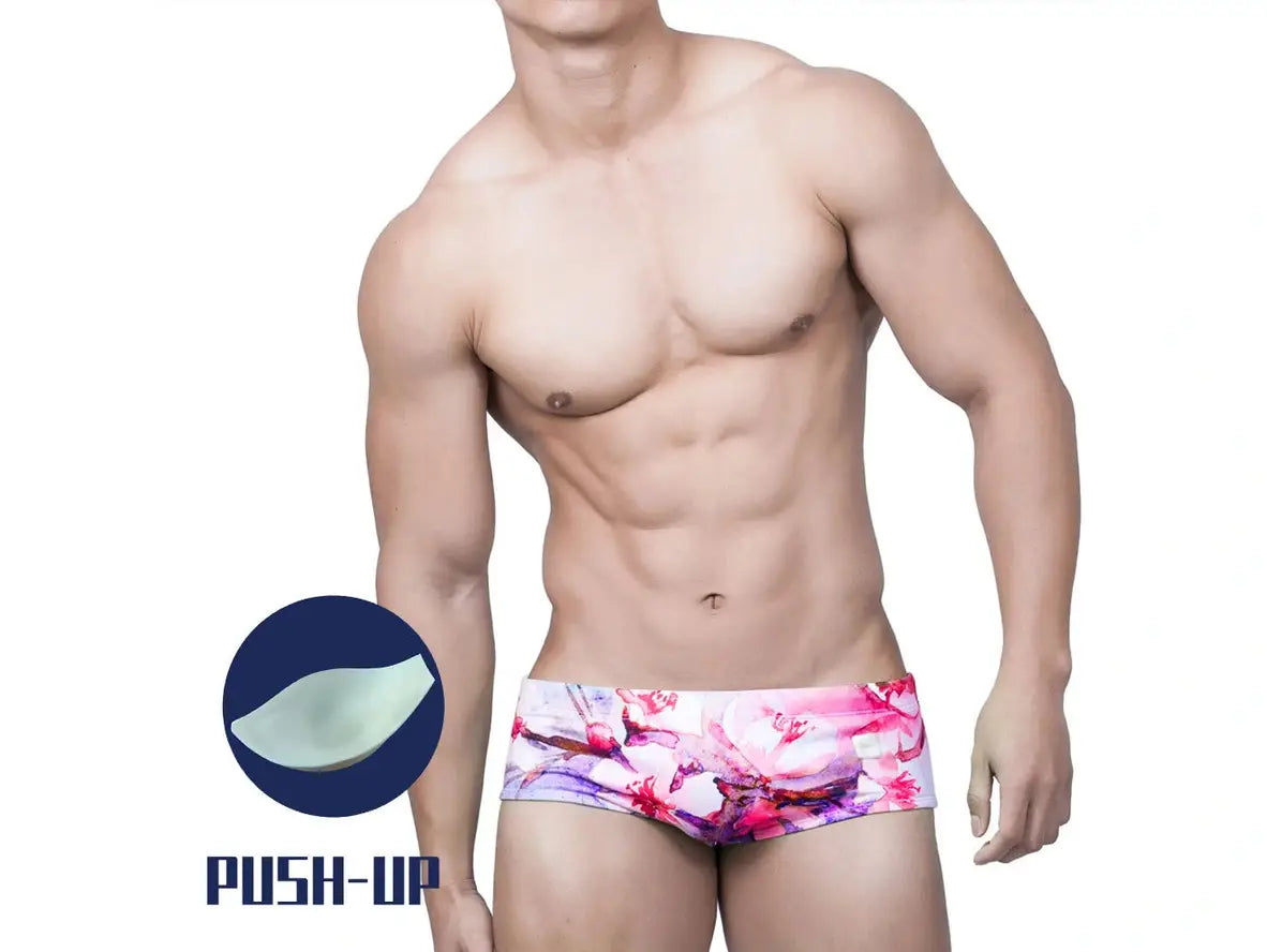 Gay Swim Briefs | UXH Swimwear Flower Print Pushup Pad Swim Briefs