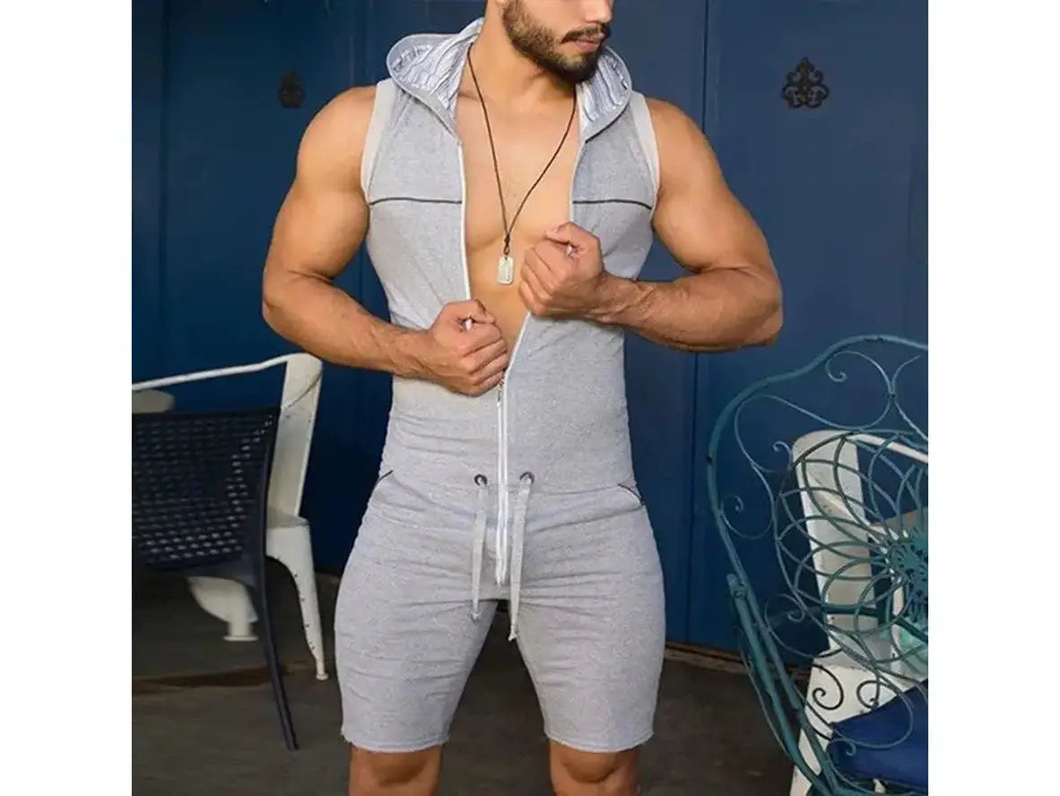 Gay Rompers | Casual Sleeveless Zipper Rompers