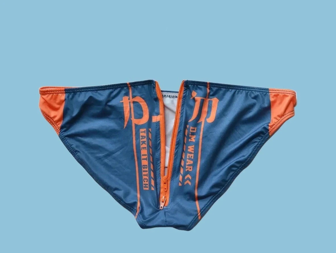 Gay Swim Briefs | D.M Swimwear Front Zipper Easy Access Swim Briefs
