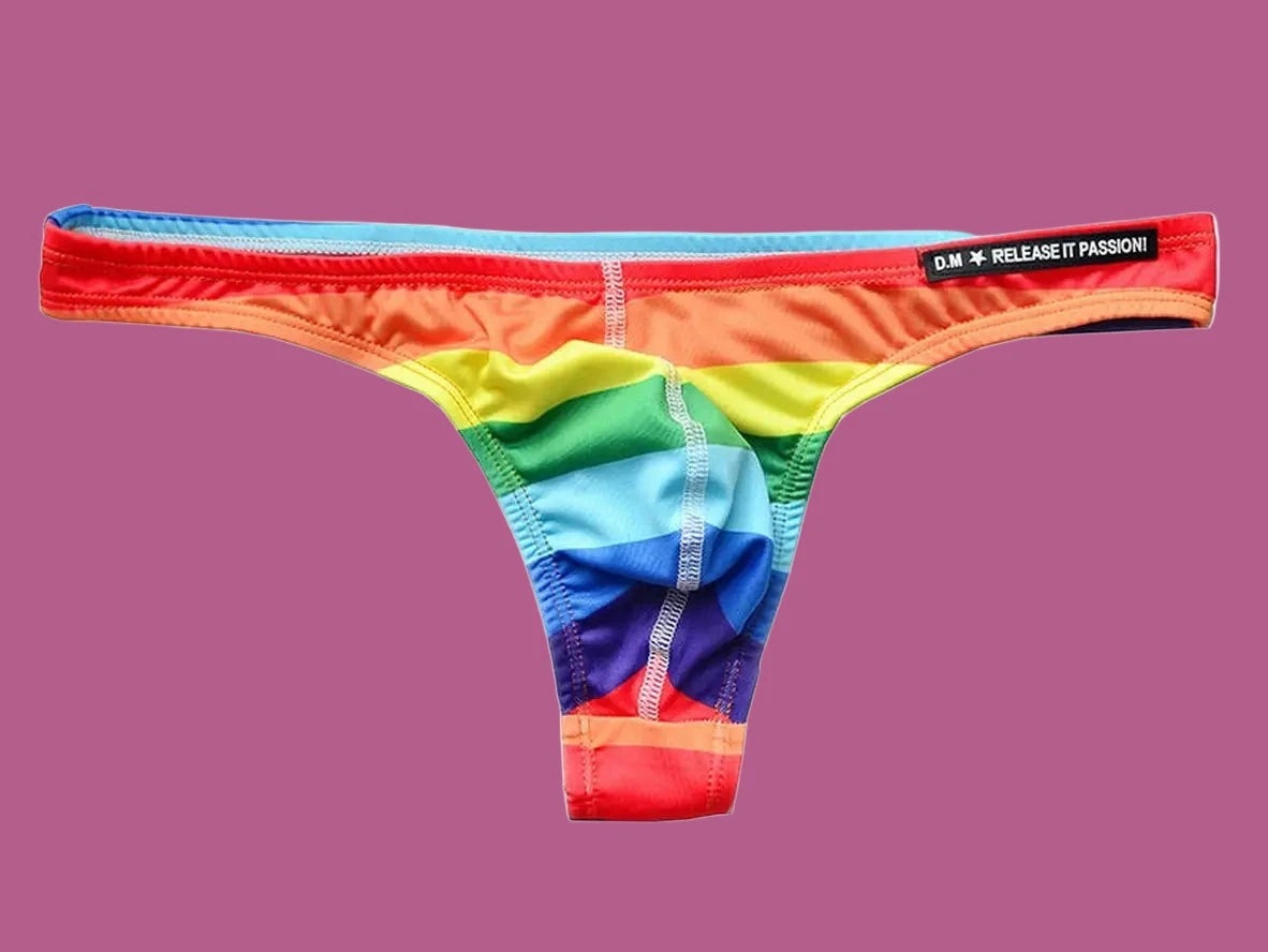 Gay Swim Thongs | D.M Rainbow Pride Temptation Swim Thongs