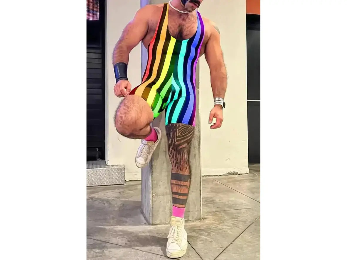Gay Singlet | Stripe Wrestling Pride Singlet