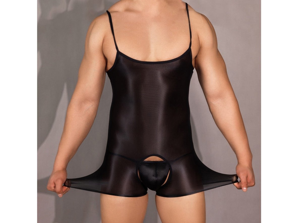 Gay Bodysuits | CIOKICX Underwear Glossy Open Crotch Lingerie