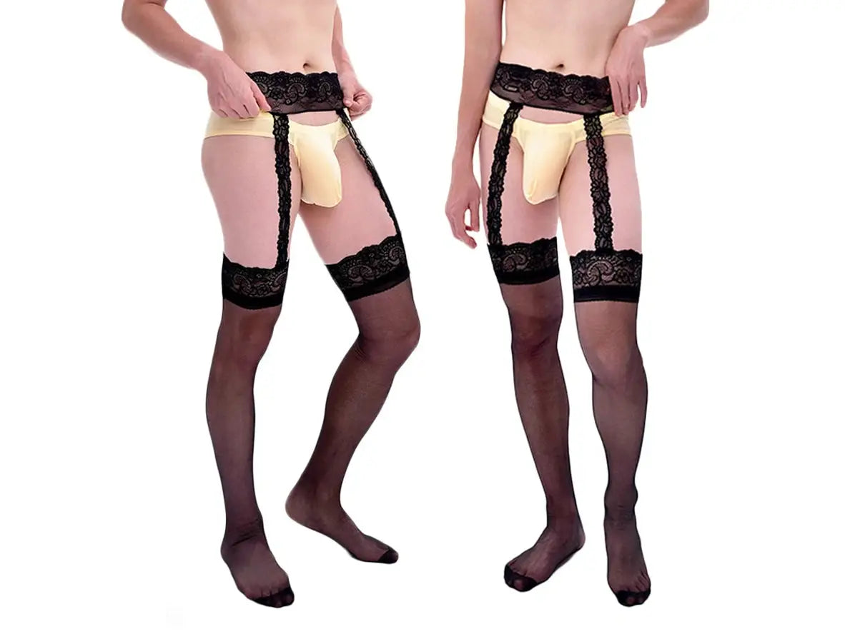 Gay Bodystockings | CLEVER-MENMODE Sexy Lace Garter Stockings