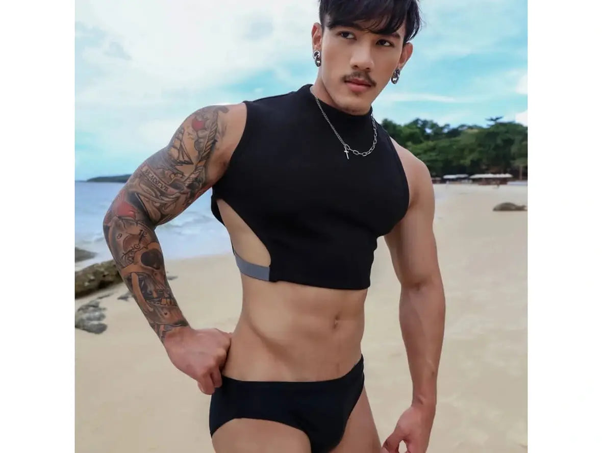 Gay Crop Tops | Clubwear Outfit Top + Briefs