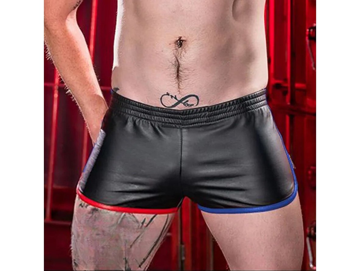 Gay Gym Shorts | CIOKICX Faux Leather Pocket Gym Shorts