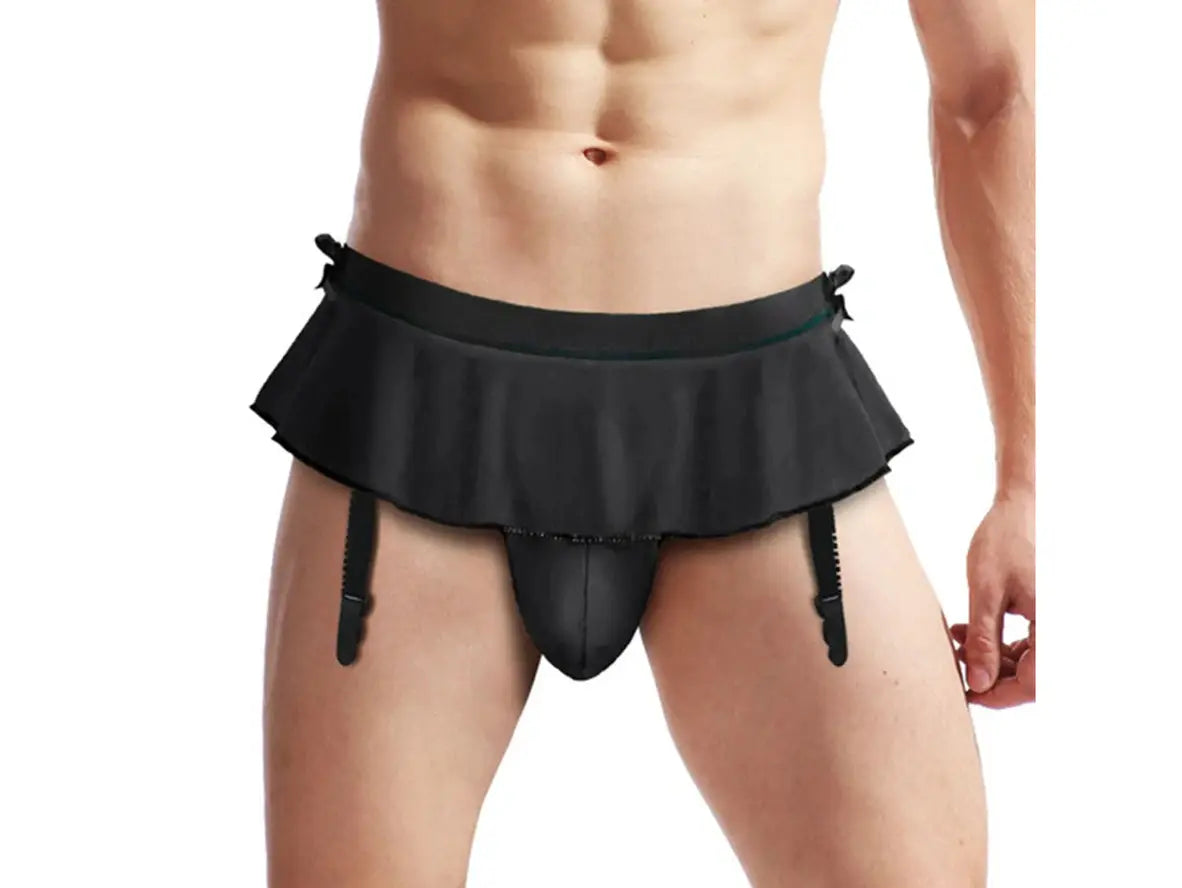 Gay Lingerie | Crotch Pouch Open Butt Skirt Underwear