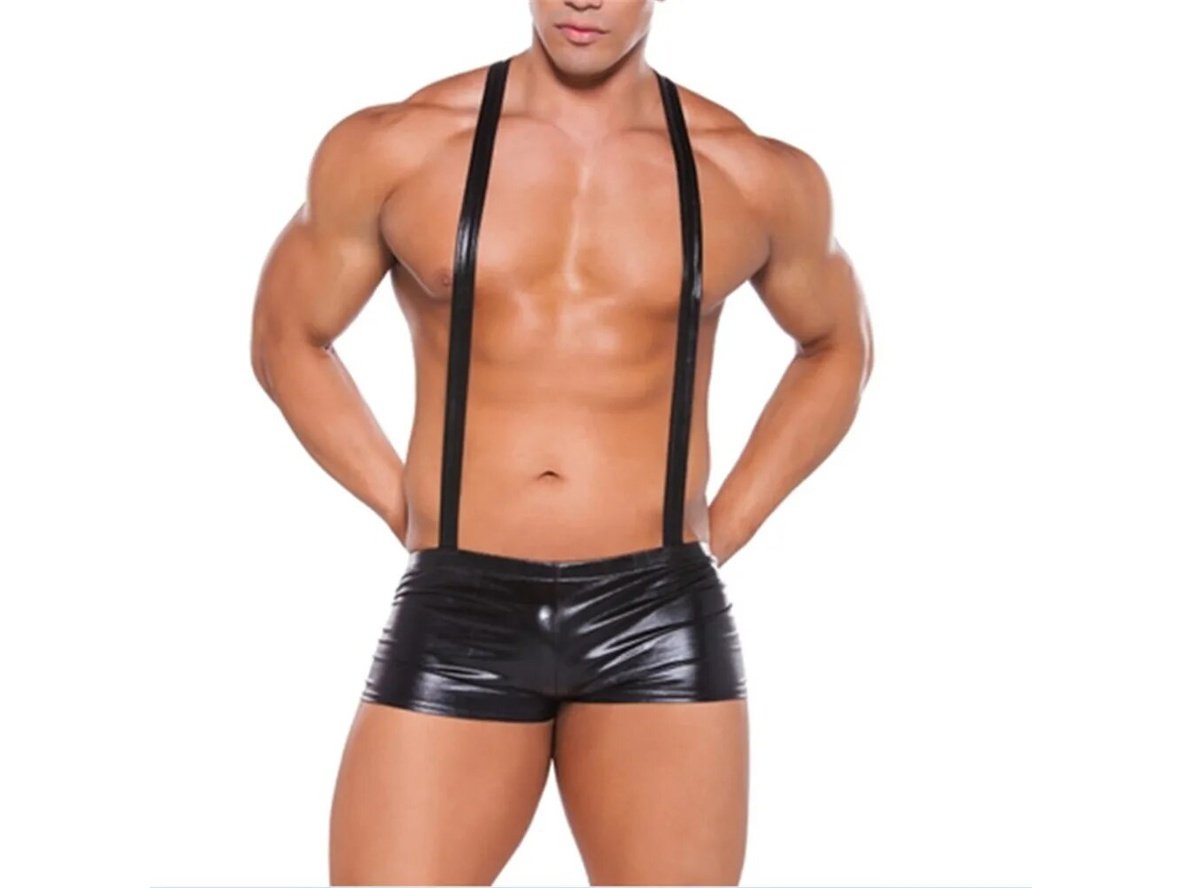 Gay Bodysuits | Clubwear Wet Look Faux Leather Bodysuit