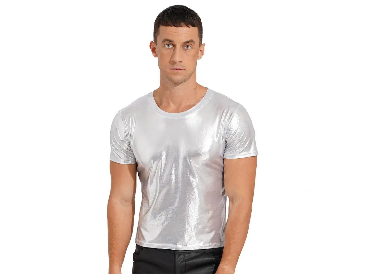 Gay Clubwear | Shiny Metallic Slim Fit T-Shirt