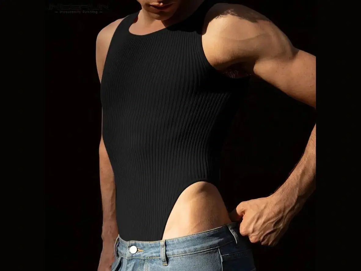 Gay Bodysuits | INCERUN O-Neck Sleeveless Bodysuit