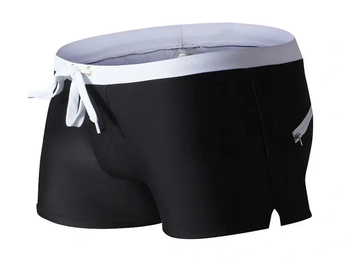 Gay Swim Shorts | Back Pocket Zipper Swim Shorts
